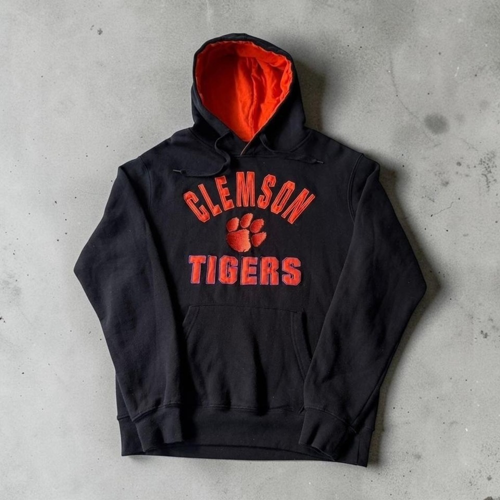 Campus Heritage Clemson Tigers Hoodie Mens Medium Black Orange Embroidered Logo